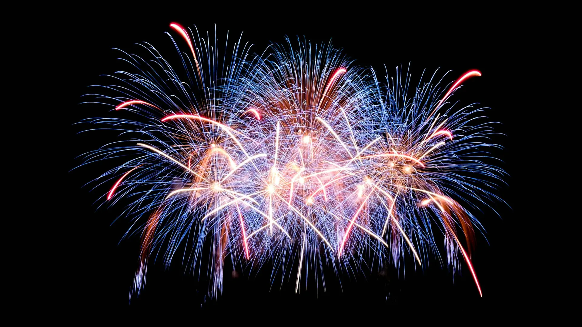 Fireworks lighting the night sky to welcome the new year